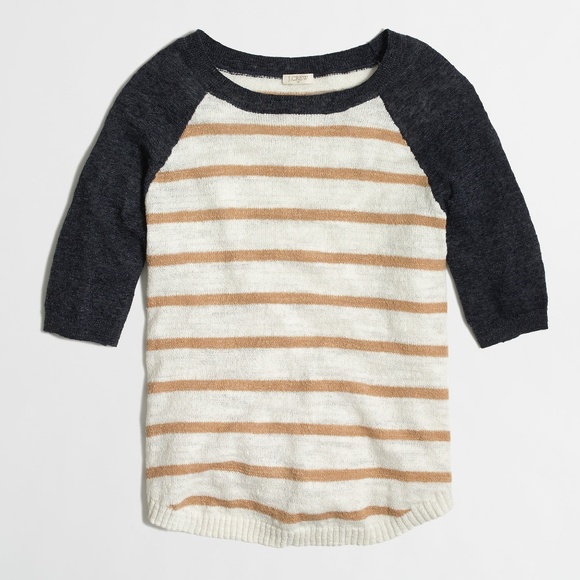 J. Crew | Airspun Striped Baseball Sweater Stripe - Picture 2 of 4